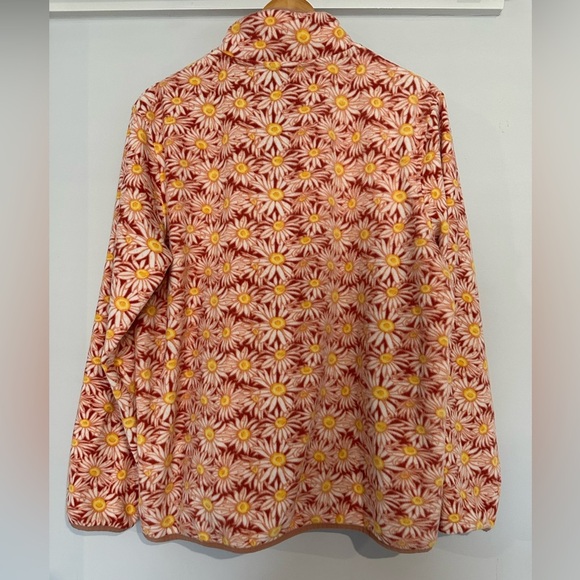 Simply Southern Peach Pink Daisy Floral Fleece Quarter Snap Pullover Size large - Picture 4 of 8